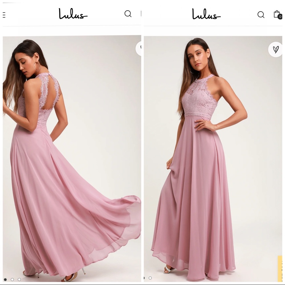 Dance All Evening Mauve Purple Lace Maxi Dress Medium